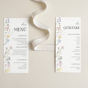 Getränke Essen Kartenset I Menü Vorlage I Hochzeitspapeterie I personalisierte Hochzeitsdeko I DIY Hochzeit Karten Bundle - Canva Vorlage