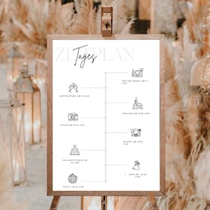 Ablaufplan Hochzeit I Zeitplan Hochzeit I Hochzeitstag Ablauf I Hochzeit Papeterie I Tageszeitplan I Tagesablauf Hochzeit - Canva Vorlage A3