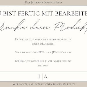 Hinweis auf Druckoption – Hochzeitsschild Vorlage einfach ausdrucken oder als Digitaldatei speichern