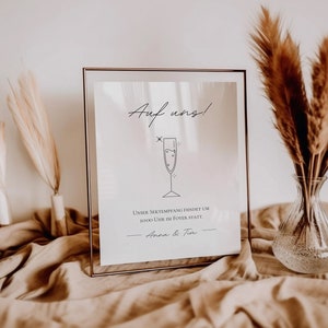 Welkomstbord champagne receptie I drankjes bar sjabloon I minimaoïstisch bruiloftsbord Ik onderteken receptie bruiloft - Canva sjabloon A4