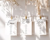 Sitzplan Hochzeit Vorlage A5 - personalisierbarer Tischplan zum Ausdrucken, Sitzordnung & Tischnummern - Canva Template