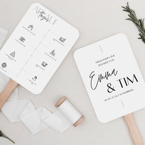 Modèle de programme de mariage I fans de mariage I routine quotidienne de mariage I papeterie de mariage I décoration de mariage personnalisée - Canva Template A6