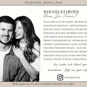Vorstellung des Hochzeit-Design-Teams Das Ja-Team – Alex und Janina, Designer-Paar hinter den Canva Vorlagen für moderne Hochzeits­papeterie