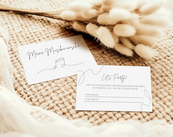 Wedding Music Request Card – Template for music requests, DJ song requests & wedding games, printable party game card – Canva Template