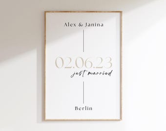 Personalized Wedding Gift Poster - Wall Poster for Wedding, Anniversary, Engagement - Personalized Art Print - Canva Template A3