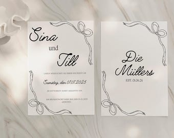 Wedding Invitation Canva Template A5 - Minimalist Save the Date Card - Customizable Wedding Stationery & Invitation Modern Design
