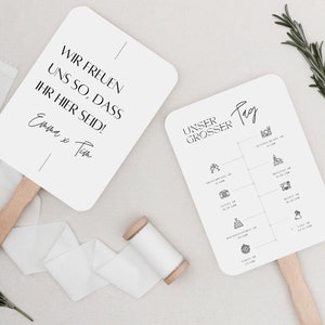 Modèle d’éventail de mariage I Programme de mariage I Routine quotidienne de mariage I Papeterie de mariage I Décoration de mariage personnalisée - Modèle Canva A6