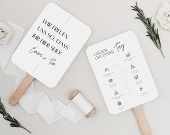 Wedding fan template I Wedding program I Wedding daily schedule I Wedding stationery I personalized wedding decoration - Canva Template A6
