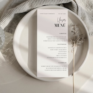 Hochzeitsmenü Vorlage I Menükarte Hochzeit I Hochzeitspapeterie I personalisierte Hochzeitsdeko I DIY Hochzeit Menü Vorlage - Canva Vorlage