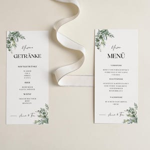 Getränke Essen Kartenset I Menü Vorlage I Hochzeitspapeterie I personalisierte Hochzeitsdeko I DIY Hochzeit Karten Bundle - Canva Vorlage
