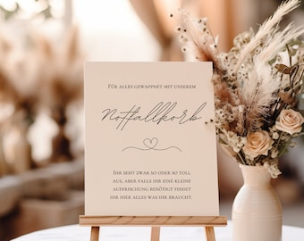 Wedding Emergency Basket Toilet Sign - Emergency Basket Stand - Emergency Box Toilet Sign - Wedding Sign - Canva Template A4