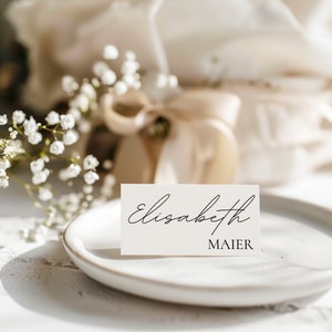 Namensschild Hochzeit, Reservierter Platz, personalisierte Platzkarte, druckbare Namenskarte, minimalistische Tischkarte - Canva Vorlage