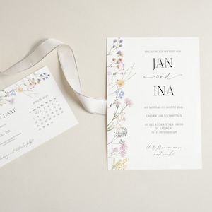 Hochzeitseinladung + Save The Date Karte Set I Bundle I minimalistische Einladungskarte zur Hochzeit I Hochzeitspapeterie -Canva Template A6