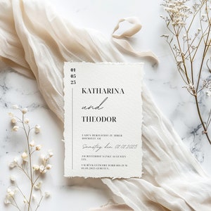 Hochzeitseinladung minimalistisch I Save the Date Karte I Einladung I Hochzeit Papeterie I personalisierte Hochzeitsdeko - Canva Template A5