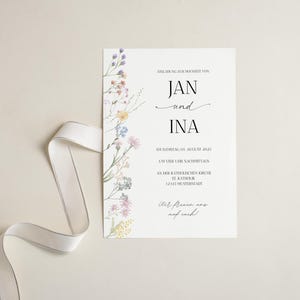 Fiori di invito a nozze I Biglietto Save the Date I Invito I Cancelleria per matrimonio floreale I Decorazione di nozze personalizzata - Modello Canva A5