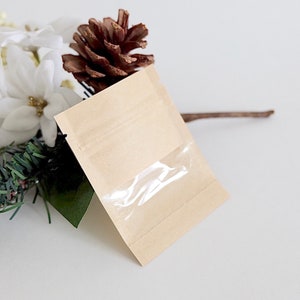 Kraft Paper Resealable Zip Bags & Clear Window Food Grade Lock Storage Size 2.8&#39;&#39;x3.5&#39;&#39;