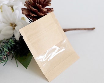 Sacs zippés refermables en papier kraft et fenêtre transparente avec serrure de qualité alimentaire, taille 2,8 x 3,5 pouces