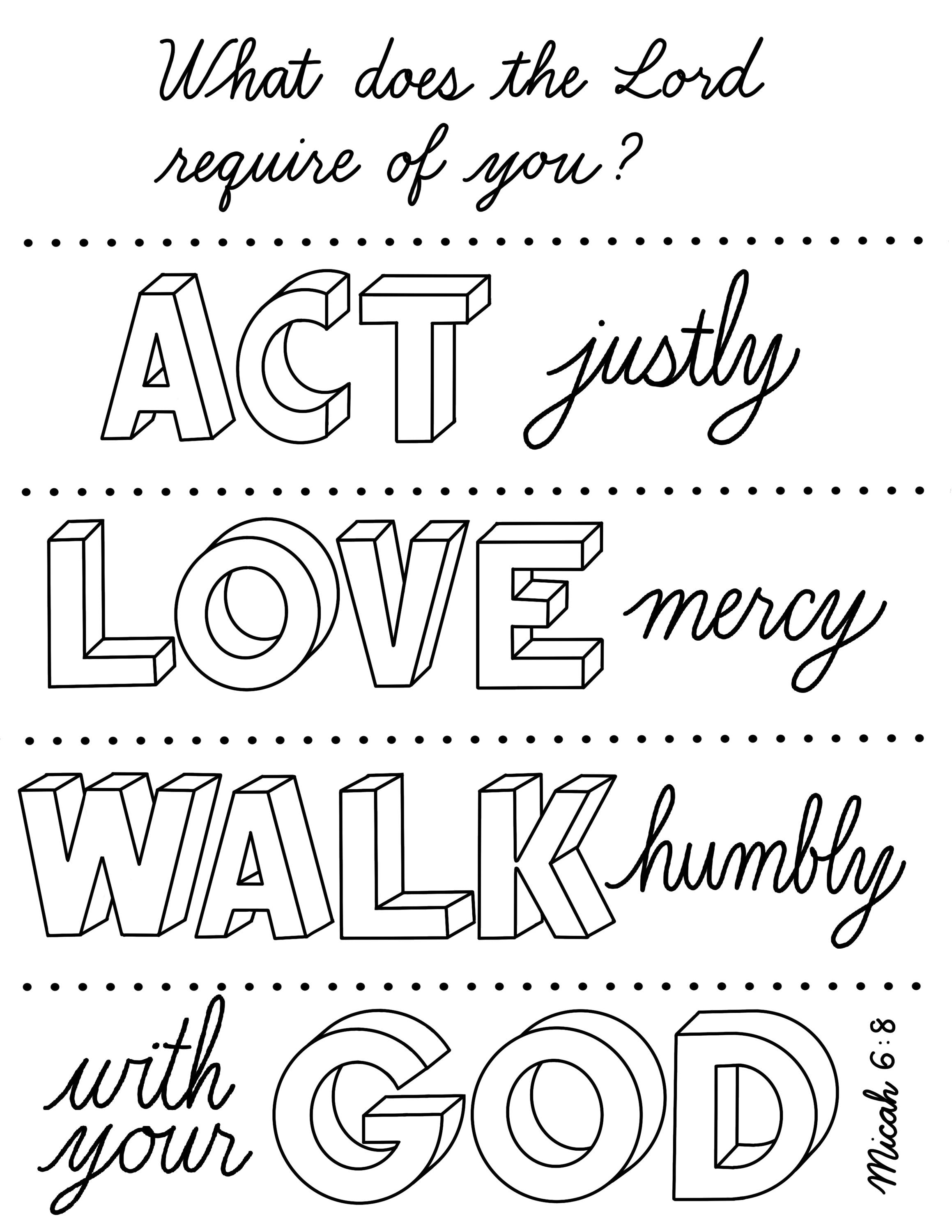 Micah 6:8 Walk Humbly With God, Printable Coloring Page - Etsy