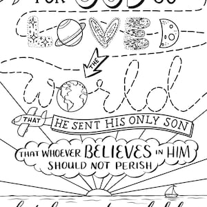 For God so loved the world. John 3:16 Coloring page