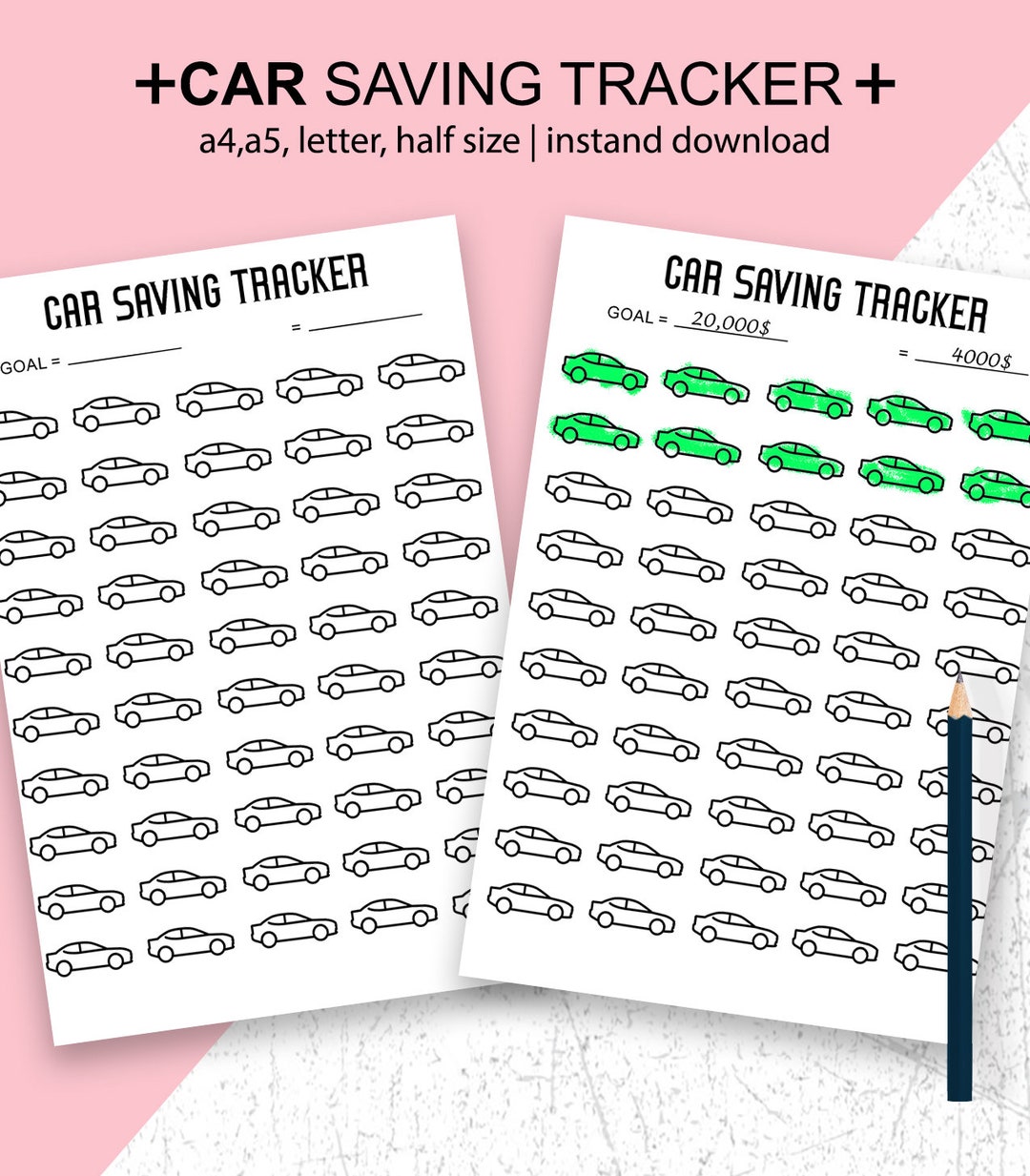 New Car Savings Tracker Printable Car Savings Tracker Car - Etsy