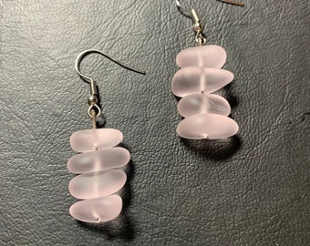 Handmade pink matte earrings | Jewelry | Earrings | Pink | Sea glass | Gifts |