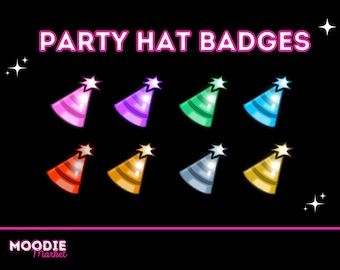 Cute rainbow party hat Sub Badges for Twitch Livestream
