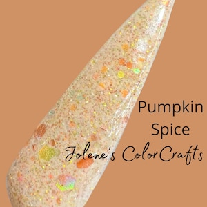 Pumpkin Spice Dip Powder for Nails - Halloween and Fall Holographic Glitter Acrylic Dipping Powder