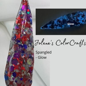 Colorful Dipping Powder - Glow in the Dark - Red Blue Silver Glitter - Long-Lasting for Vibrant Nails