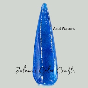 Blue Glitter and Glow Dip Powder for Nails - Azul Waters Acrylic Nail Powder with Fancy Sparkles
