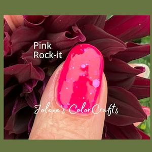 Nail Polish, Indie Nail Polish, Fingernail Polish, Pink Rock-it, Neon Pink, Glitter, Vegan