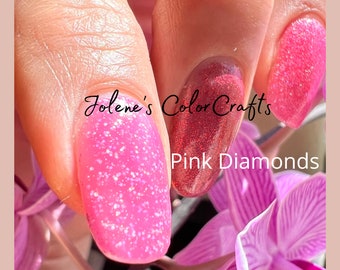 Nail Polish, Indie Nail Polish, Fingernail Polish, Pink Diamonds, Glitter, UV, Glow, Vegan