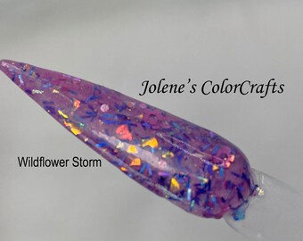Wildflower Storm Acrylic Dipping Powder for nails, Dip Powder, Colorful, Glow in the dark