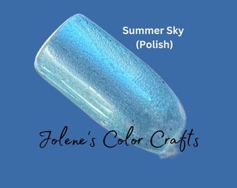 Nail Polish, Indie Nail Polish, Fingernail Polish, Summer Sky, Blue, Iridescent, Shimmer, Vegan