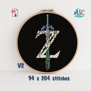Zelda Tears of the Kingdom Logo V2 Cross Stitch Pattern - PDF Download