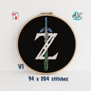 Zelda Tears of the Kingdom Logo V1 Cross Stitch Pattern - PDF Download