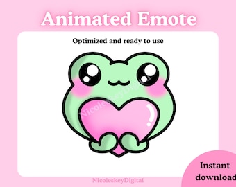Kawaii Frosch Emote, Kawaii Herz Augen, auf Twitch Discord (Digitaler Download)
