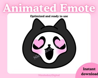 Animiertes Geister Kätzchen Herz Augen Emote: Twitch, Discord (GIF)