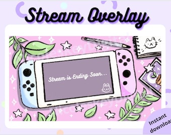 Pink Switch Lofi Stream Overlay: Twitch Screens (Digitaler Download)