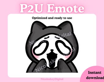 Schockiert Geist Kitty Emote: Gruseliges Kawaii Twitch, Discord (Digital Download)