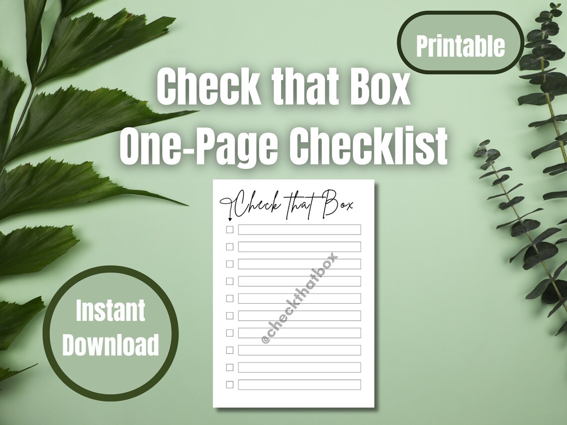 Check That Box Printable Checklist | 10 Item To-do List | One-page ...