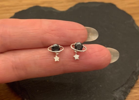 Sterling Silver Planet & Star Drop Earrings