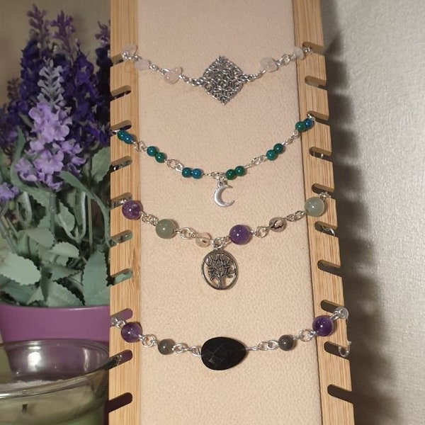Bracciali di protezione \ regalo donna \ chakra pietre rotonde, perle naturali con charm ciondoli - handmade natural stones bracelets charm