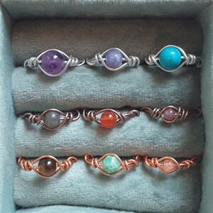 Handmade ring with crystals - aluminum nickel free - boho jewelry, natural gemstone