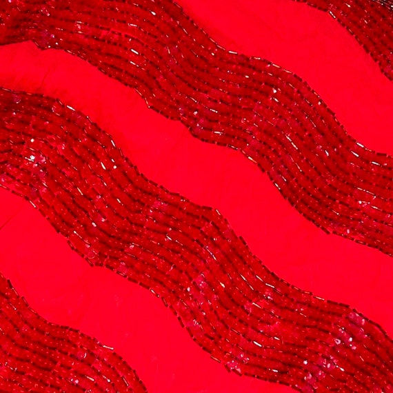 Red Beaded Silk Fringe Dress - image 5