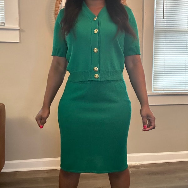 Green jacket with skirt set