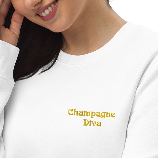 Hochwertiger Damen Sudadera Diva Pullover con Bestickung Geschenk für Frau gold Champagne Diva Sudadera con capucha weiss schwarz personalisiert Frau