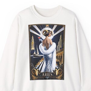 Widder Sternzeichen Sweatshirt für Horoskop und Astrologie Liebhaber im Luxus Art Deco Vintage Great Gatsby Look von 1920 Roaring Twenties