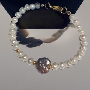 Süßwasserperlen Armband mit Anhänger Herzanhänger Perlenschmuck Geschenk Damen Hochzeitsschmuck natürliche Perlen Brautschmuck elegant weiß