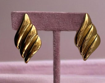 18k vergoldete Statement Ohrringe Gold hängende Tropfen Ohrringe Damen geschwungene Ohrringe Weihnachtsgeschenk große Ohrringe Geschenk