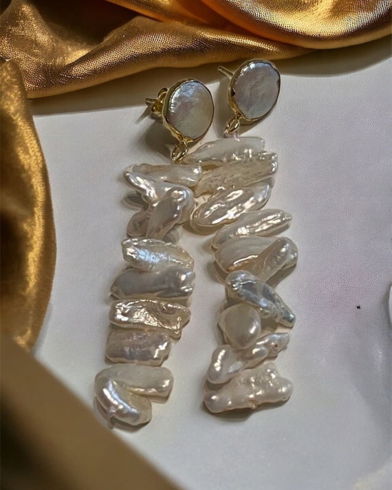 Lange Perlenohrringe hängende Ohrringe Naturperlen natürliche Perlen Ohrringe hängend Sommerschmuck Geschenk für Frauen Weihnachtsgeschenk